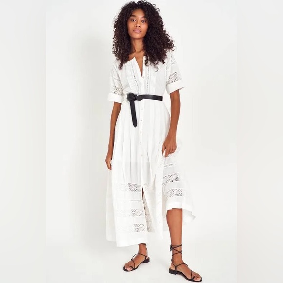LoveShackFancy Dresses & Skirts - NOT AVAILABLE Loveshackfancy White Cotton Eyelet Midi Edie Dress | Size M Boho